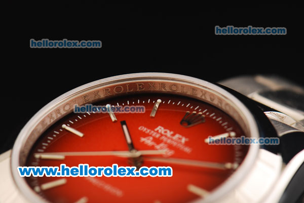 Rolex Air King Automatic Movement Full Steel with Red Dial and White Stick Markers - Click Image to Close